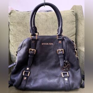 MICHAEL by Michael Kors Bedford Grained Black Leather Satchel